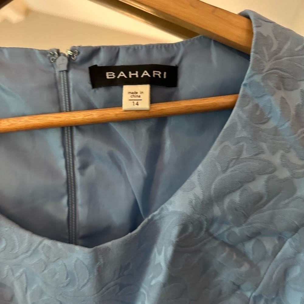 Bahari Light Blue Jacquard Trench Coat with Sheath Dress Size 14 - Picture 12 of 16